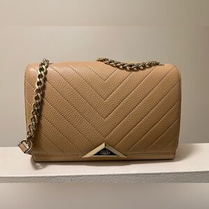 KARL LAGERFELD Quilted Chevron Shoulder Bag in Beige